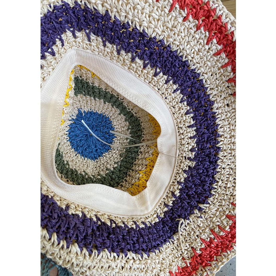 Woman Rainbow Striped Crochet Beach Boho Handmade Bucket Hat - Frimunt Clothing Co.