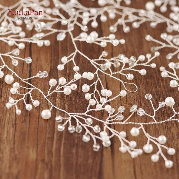 Luxury Pearls & Crystals Wedding Long Hair Vine Bridal Jewelry - Frimunt Clothing Co.