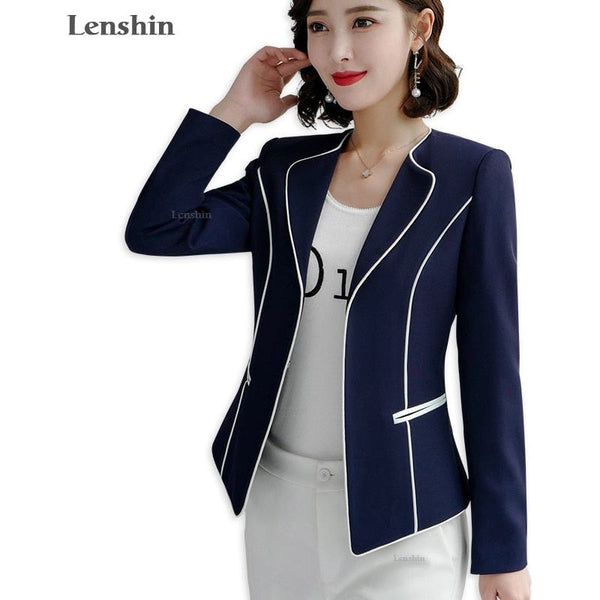 Women's Two Color Blazer Women Hidden Breasted Closure Full Sleeve Spring Autumn