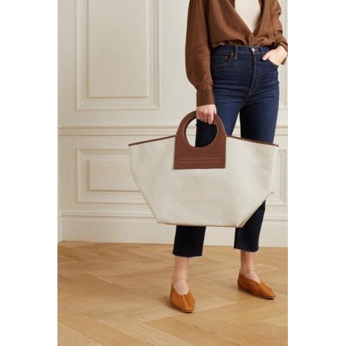 Women's Large Canvas Eco Leather Casual Large Top Handle Tote Handbags 2 Sizes