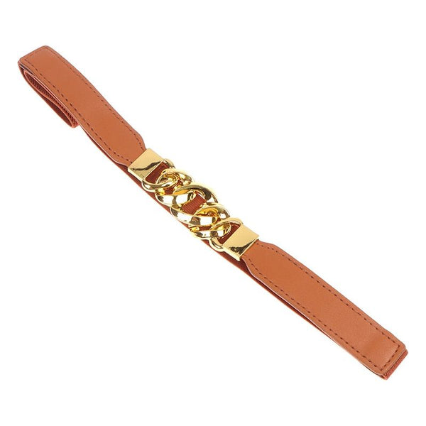 Women's Elastic Belts Designer Luxury Faux Leather Thick Chain Waist Strap Decorative Waistband - Frimunt Clothing Co.