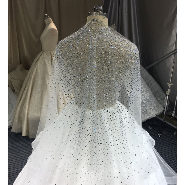Whitney Wedding Collection White Ivory Rhinestones Shiny Crystals Luxury Wedding Veils - Frimunt Clothing Co.