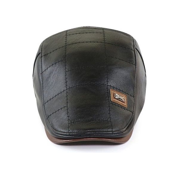 Top Level Leather Men's Newsboy Cap Duckbill Visor Hat Winter Autumn Warm Flat Caps Vintage Boinas Gatsby Hats