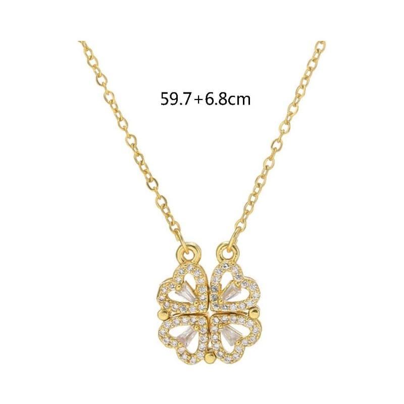 Women's Magnetic Folding Heart-Shaped Four-Leaf Clover Necklace New Popular Design 2 in 1 - Frimunt Clothing Co.