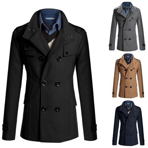 Men's Winter Coats Wool Blend Double Breasted Jackets - Frimunt Clothing Co.
