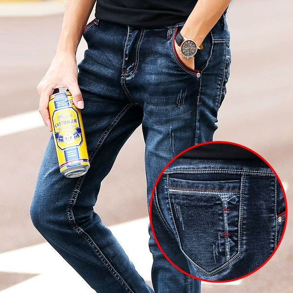 High Quality Casual Men's Jeans Comfortable Stretch Slim Cut