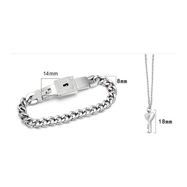 Concentric Interlocking Key Titanium Steel Couple Bracelet Valentine's Day Gift Silver, Gold, Black