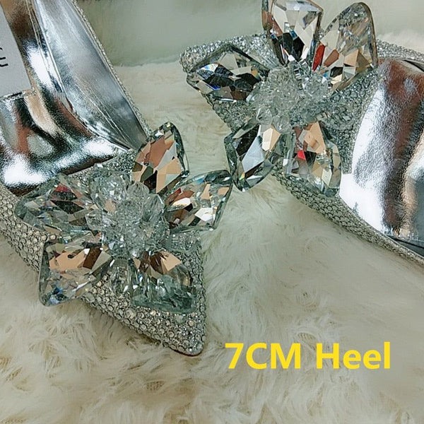 Bridal Crystal Princess Shoes Pointed Toe High Heel White, Silver, Gold, Pink - Frimunt Clothing Co.