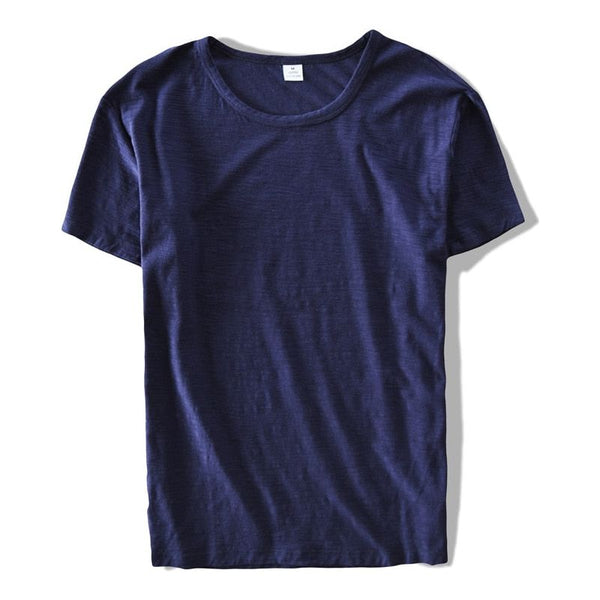 New Men's Short Sleeve O-NECK Breathable 100% Raw Cotton Linen Soft High Quality T-Shirt- 213