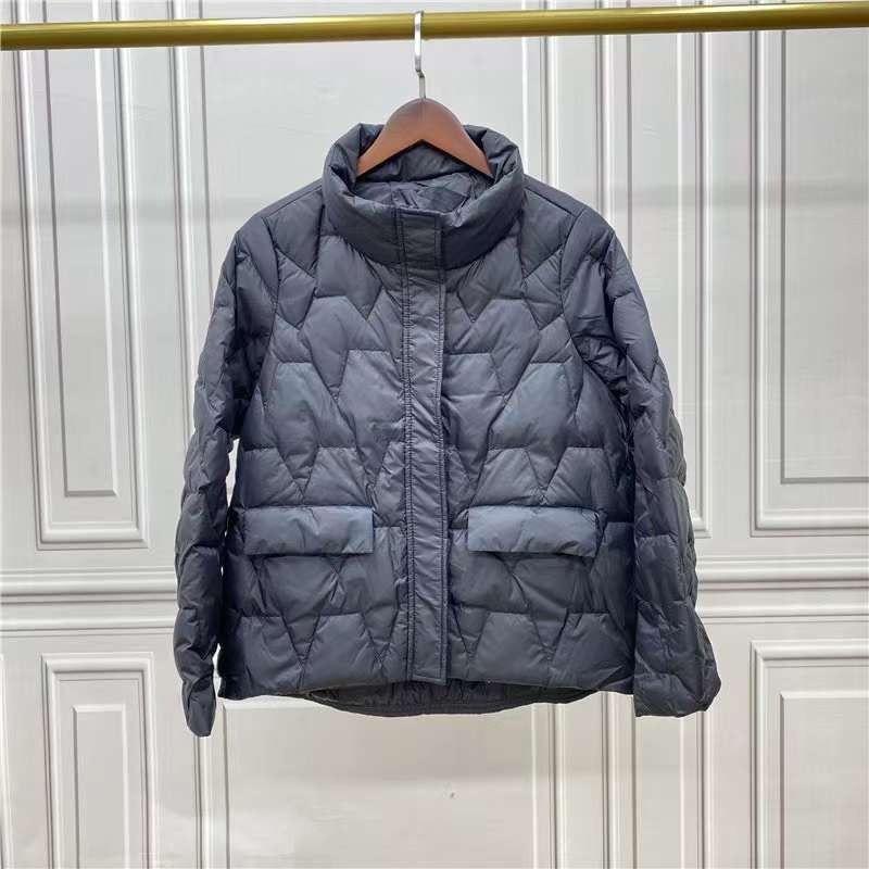 Ultra Light Quilted Women's Down Jacket Stand Collar 90% White Duck Down Solid Color - Frimunt Clothing Co.