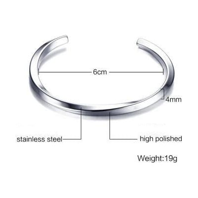 Men Twisted Cuff Bangle Mobius Bracelet Stacking Bangle Stainless Steel Unisex Jewelry