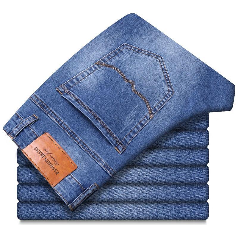 6 Colors Spring Summer Men's Straight-leg Loose Jeans Classic Advanced Stretch Baggy Style Denim Pants - Frimunt Clothing Co.