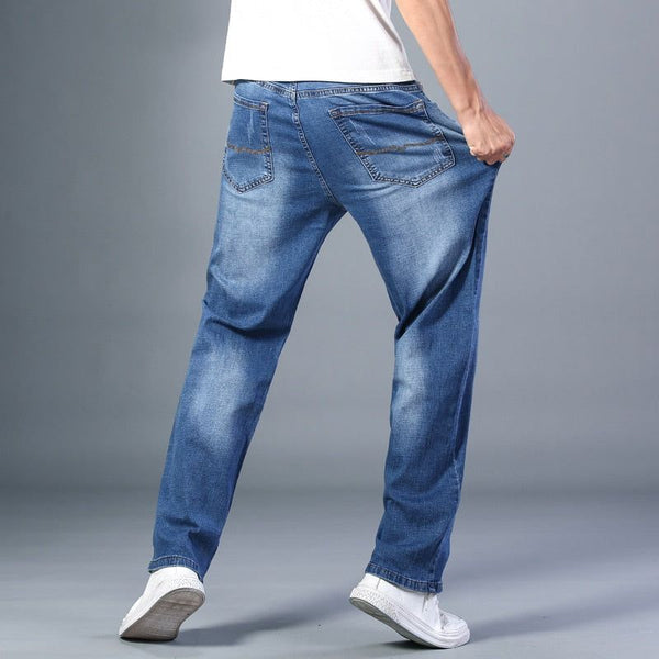 6 Colors Spring Summer Men's Straight-leg Loose Jeans Classic Advanced Stretch Baggy Style Denim Pants - Frimunt Clothing Co.