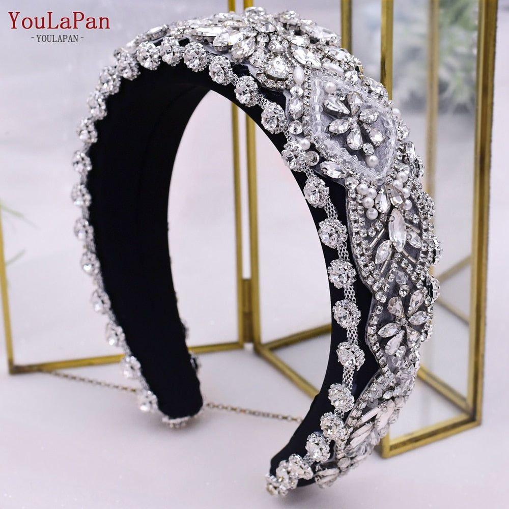 Rhinestone Padded Crystal Hairbands Handmade Beaded Bridal Accessories - Frimunt Clothing Co.