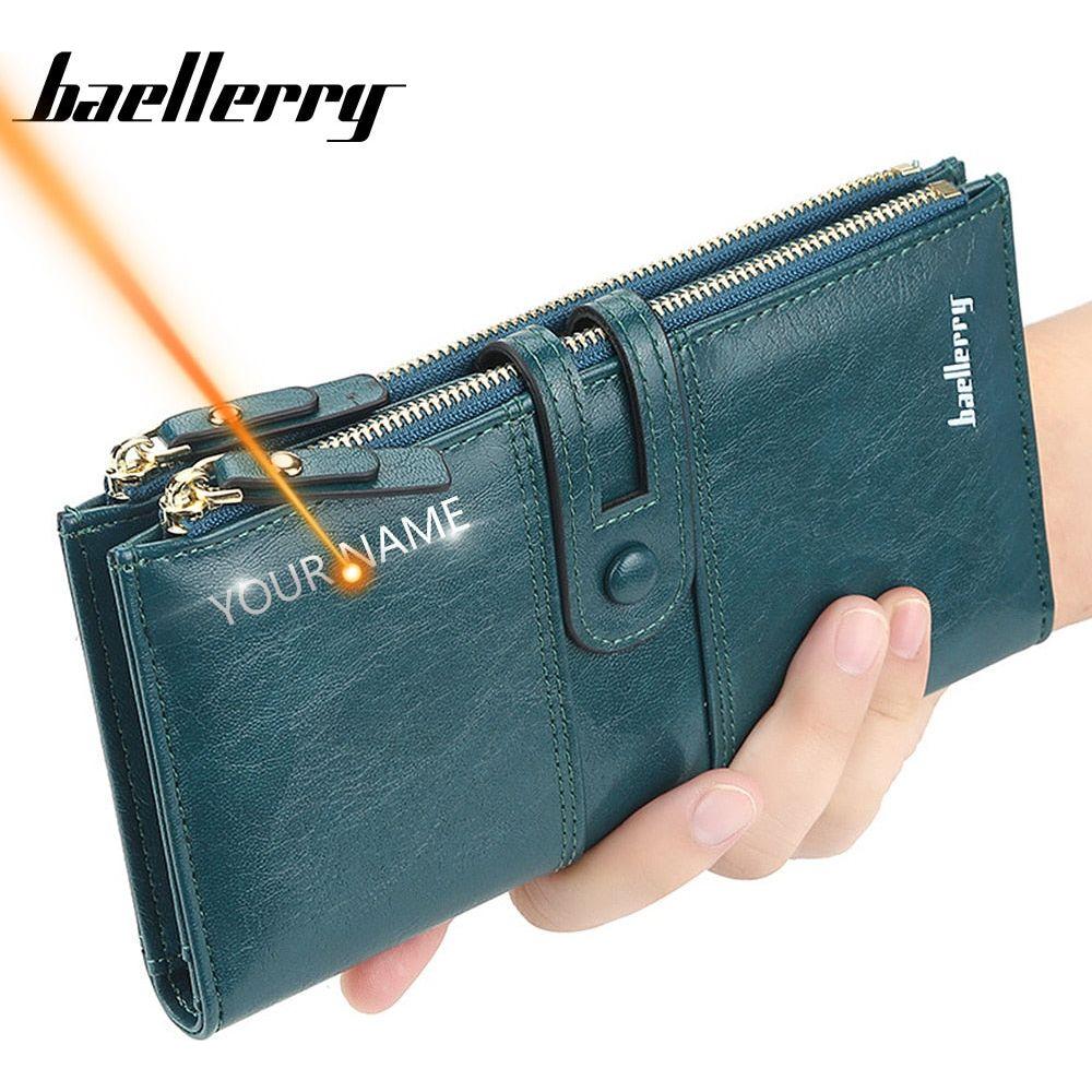 New Hot Women's Long Wallet Top Quality Leather Double Zipper With or Without Name Engraving - Frimunt Clothing Co.