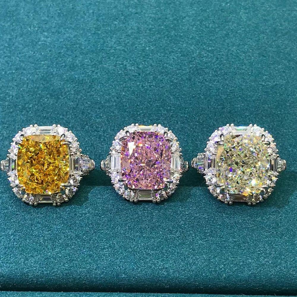 Luxury 925 Sterling Silver Radiant Cut Created Moissanite Gemstone Engagement Ring Fine Jewelry - Frimunt Clothing Co.