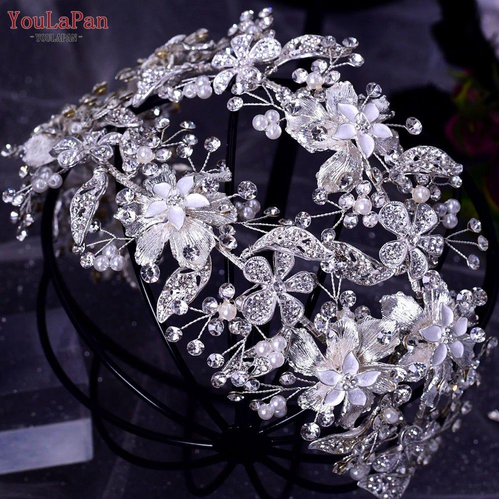 YouLaPan HP377 Ladies Wedding Crown Bridal Crowns for Brides Hair Accessories Metal Crystal Bridal Hair Band Wedding Tiara - Frimunt Clothing Co.