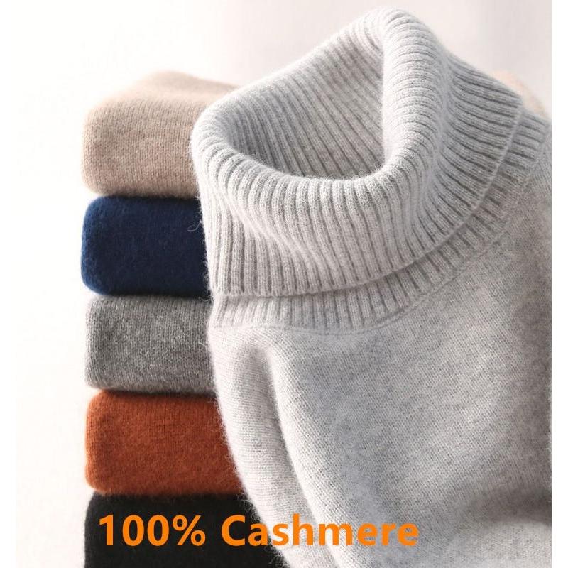 Super Warm 100% Cashmere Turtleneck Sweater Men Clothes 2022 Autumn Winter Knitted Pullover - Frimunt Clothing Co.