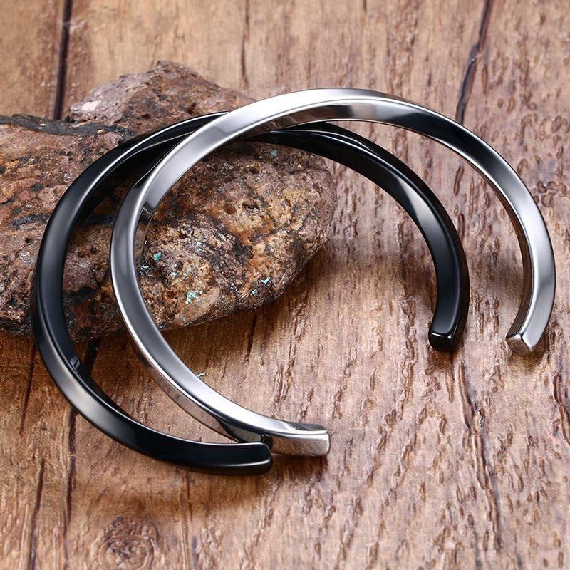 Men Twisted Cuff Bangle Mobius Bracelet Stacking Bangle Stainless Steel Unisex Jewelry - Frimunt Clothing Co.