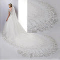 Luxury White Ivory Cathedral Wedding Veils Long Sequins Embroidered Lace Edge With Comb - Frimunt Clothing Co.