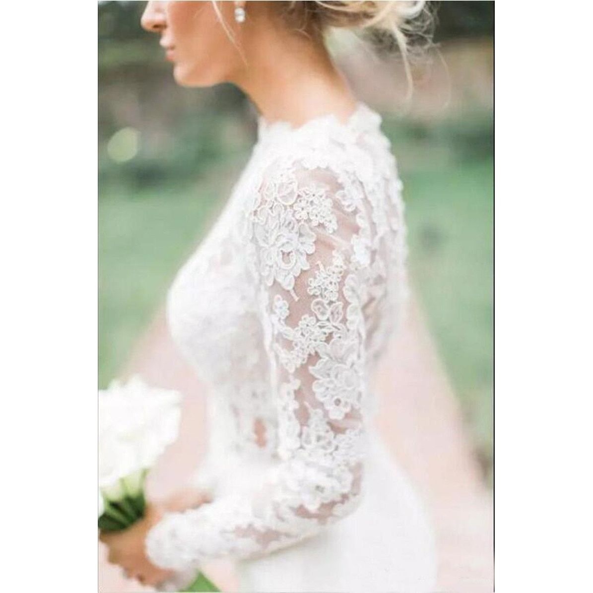 Long Sleeve White Ivory Lace Bridal Bolero Jacket - Frimunt Clothing Co.