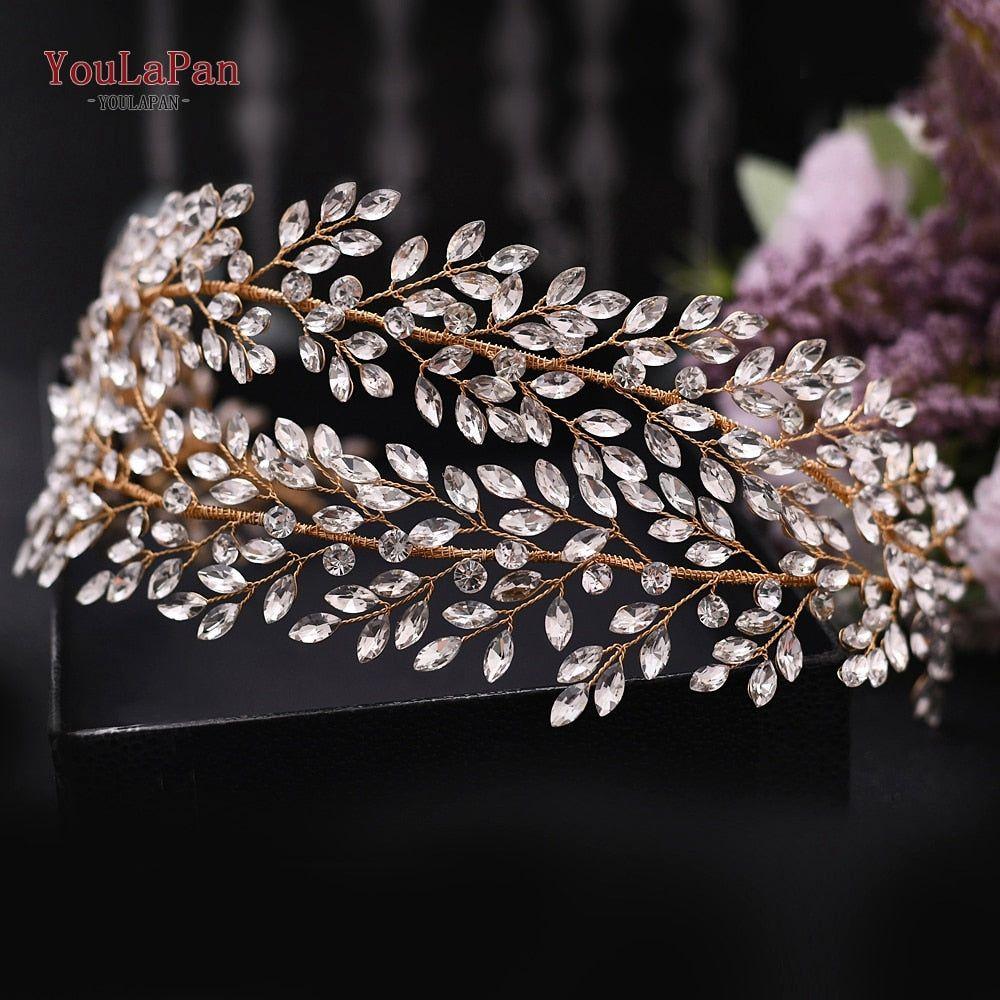Luxurious Rhinestone Headband Silver Hair Accessories Bling Bride Tiaras - Frimunt Clothing Co.