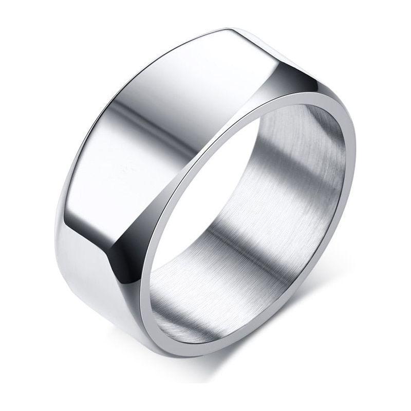 Men's Flat Top Ring, Stainless Steel Geometric Band Male Jewelry - Frimunt Clothing Co.