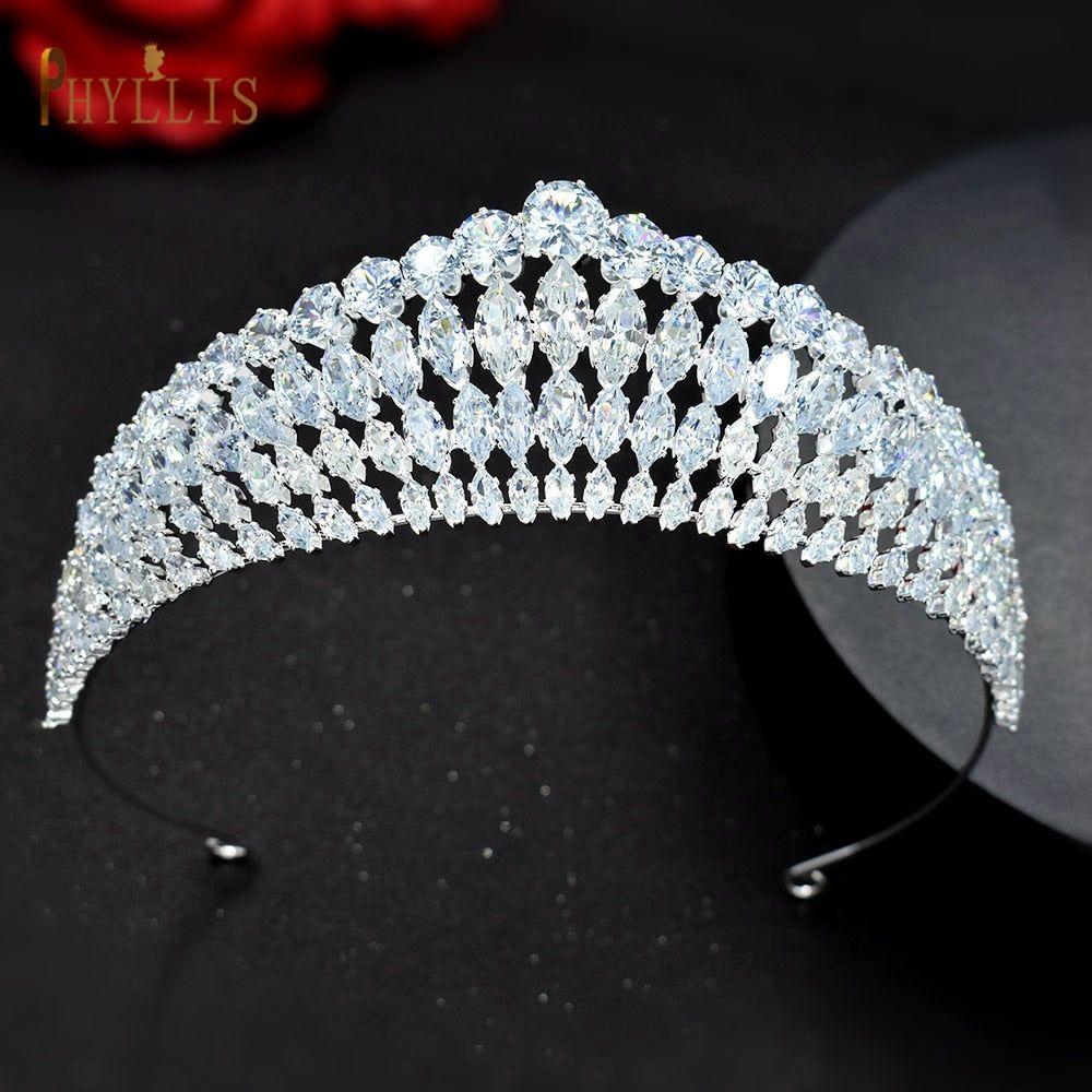 Zircon Princess Wedding Bridal Tiaras and Crowns Pageant Hair Jewelry Headpieces - Frimunt Clothing Co.