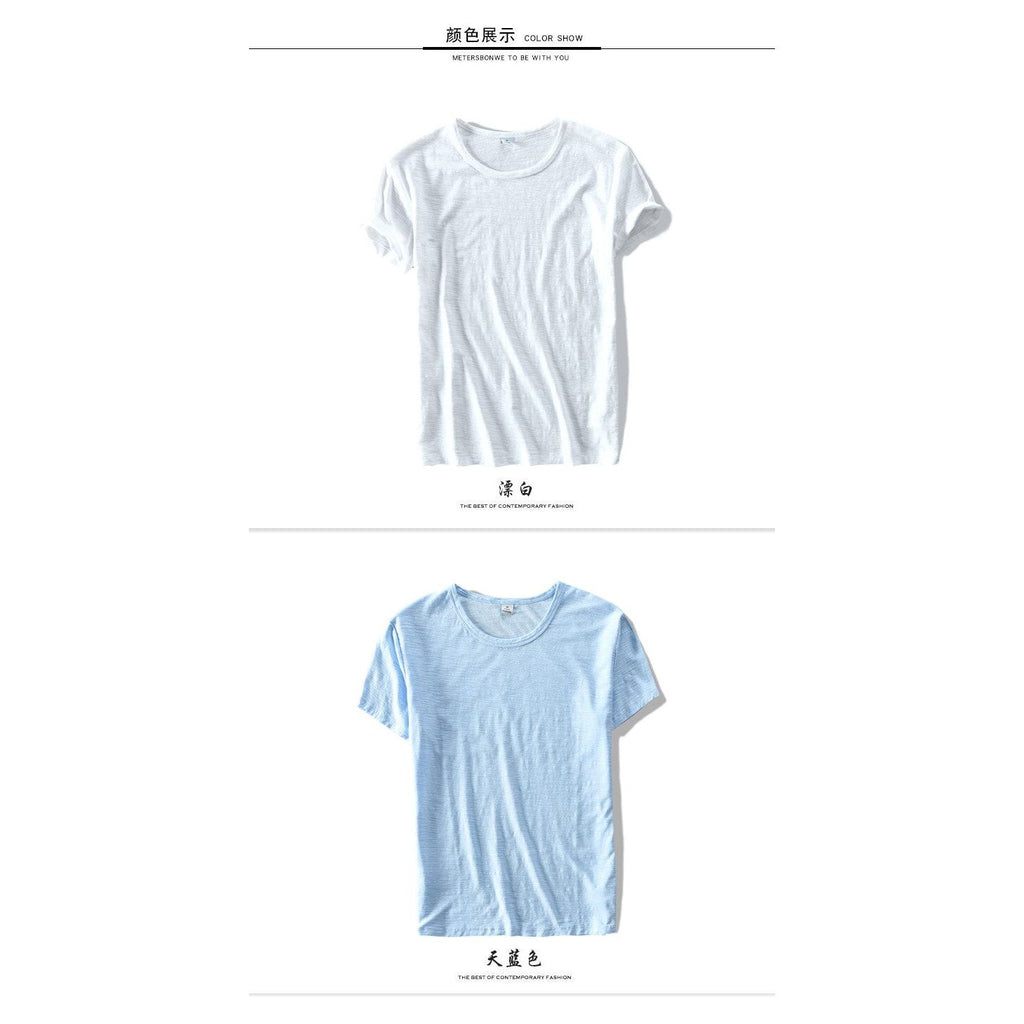 New Men's Short Sleeve O-NECK Breathable 100% Raw Cotton Linen Soft High Quality T-Shirt- 213 - Frimunt Clothing Co.