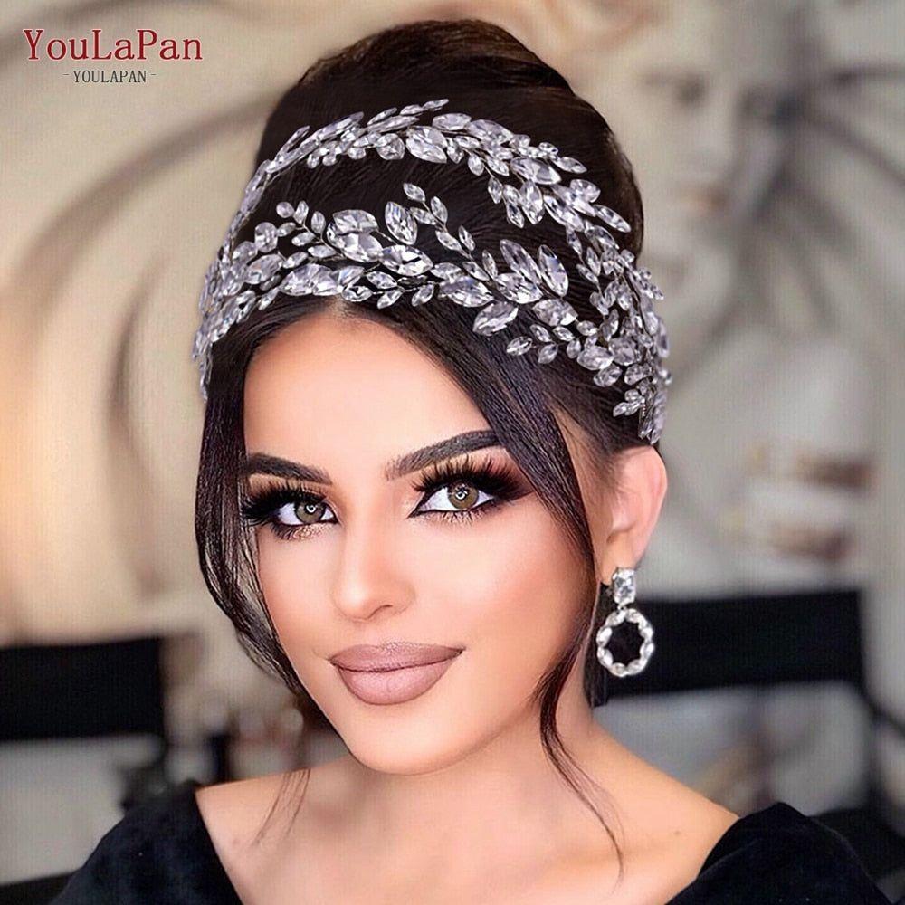 Luxurious Rhinestone Headband Silver Hair Accessories Bling Bride Tiaras - Frimunt Clothing Co.