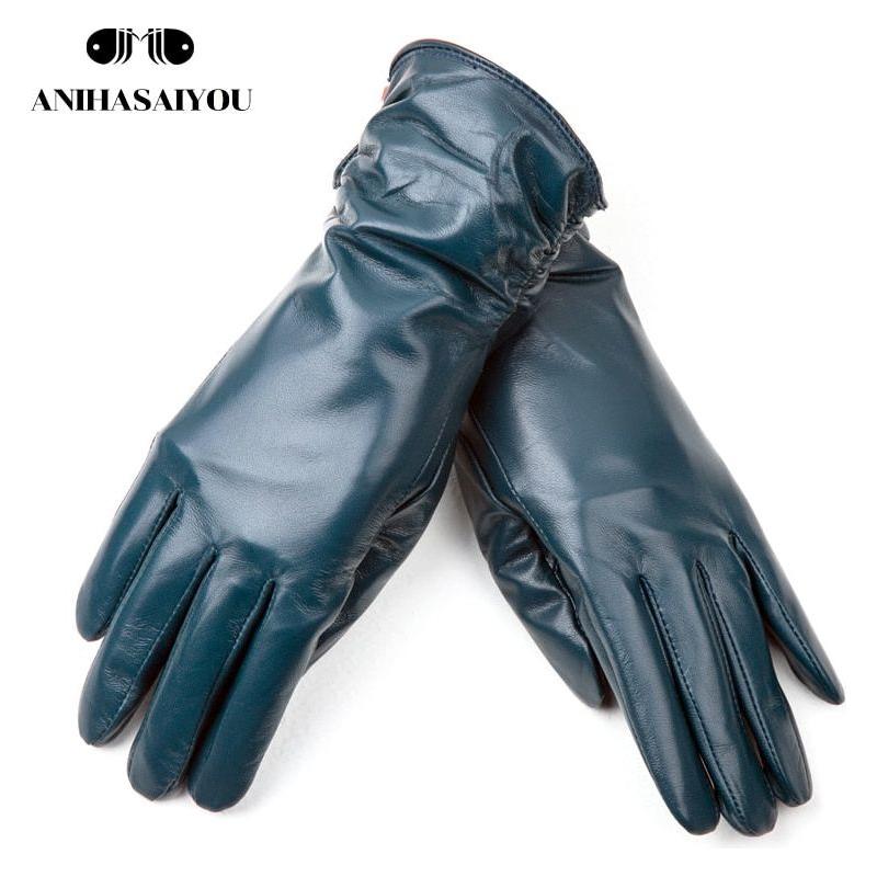 Classic Pleated Women's Genuine Leather Gloves Many Colors Real Sheepskin Leather Winter Gloves-2081 - Frimunt Clothing Co.