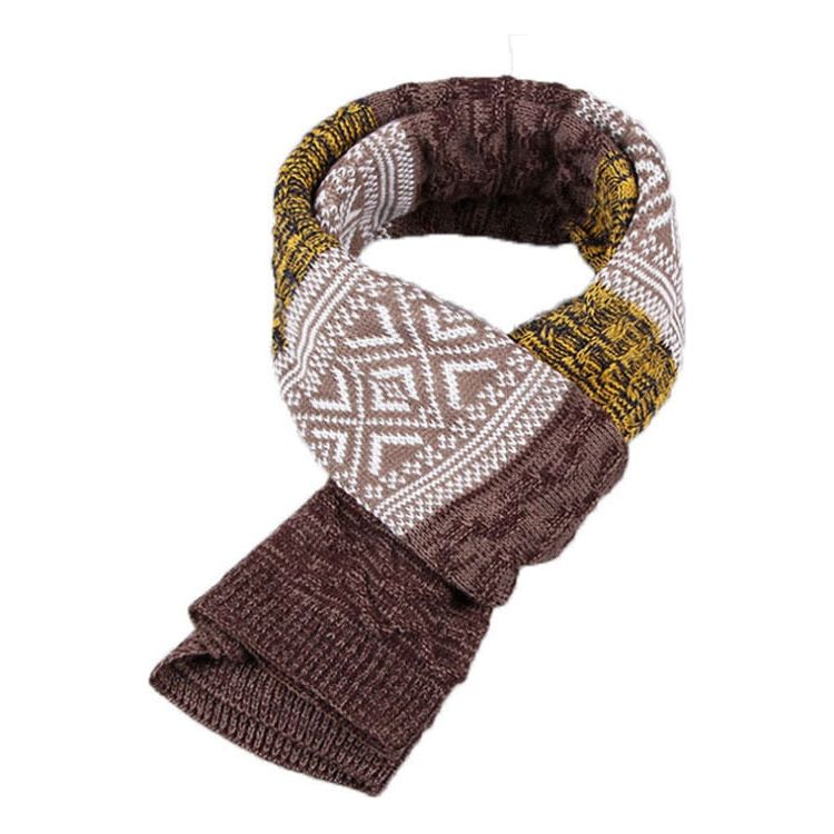 Men's Soft Knitted Long Wool Striped Scarf