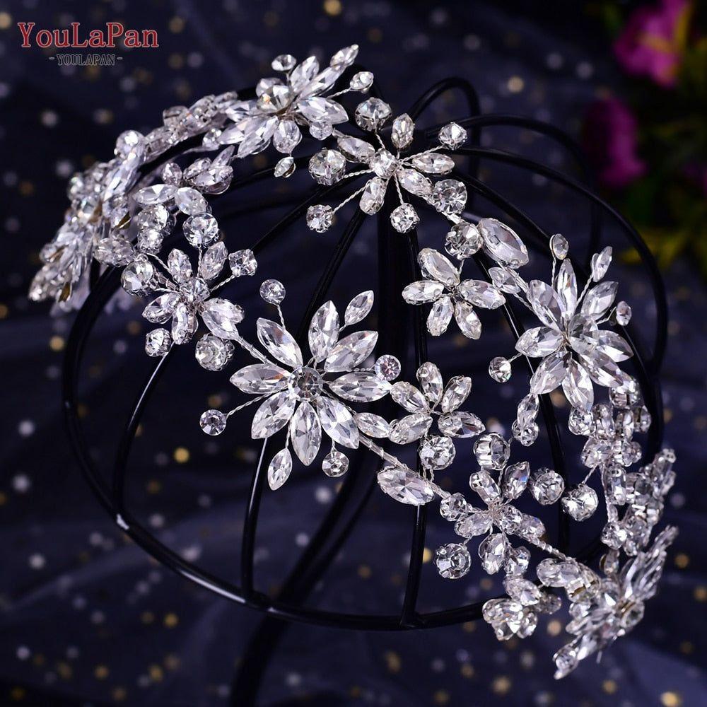 Luxurious Rhinestone Headband Silver Hair Accessories Bling Bride Tiaras - Frimunt Clothing Co.