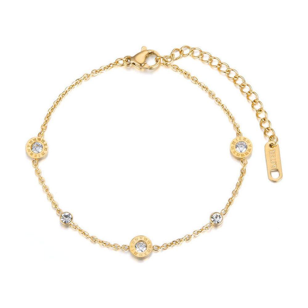 Fashion Austrian Crystal Round Roman Numerals Stainless Steel Bracelet Rose Gold, Gold, Silver Colors - Frimunt Clothing Co.