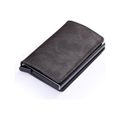 RFID Business Credit Card Holder Multifunction Automatic Aluminum Alloy Leather Cards Case Mini Wallet - Frimunt Clothing Co.