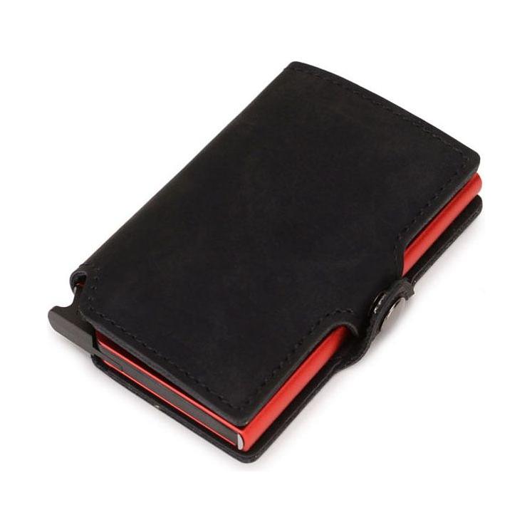 RFID Business Credit Card Holder Multifunction Automatic Aluminum Alloy Leather Cards Case Mini Wallet - Frimunt Clothing Co.