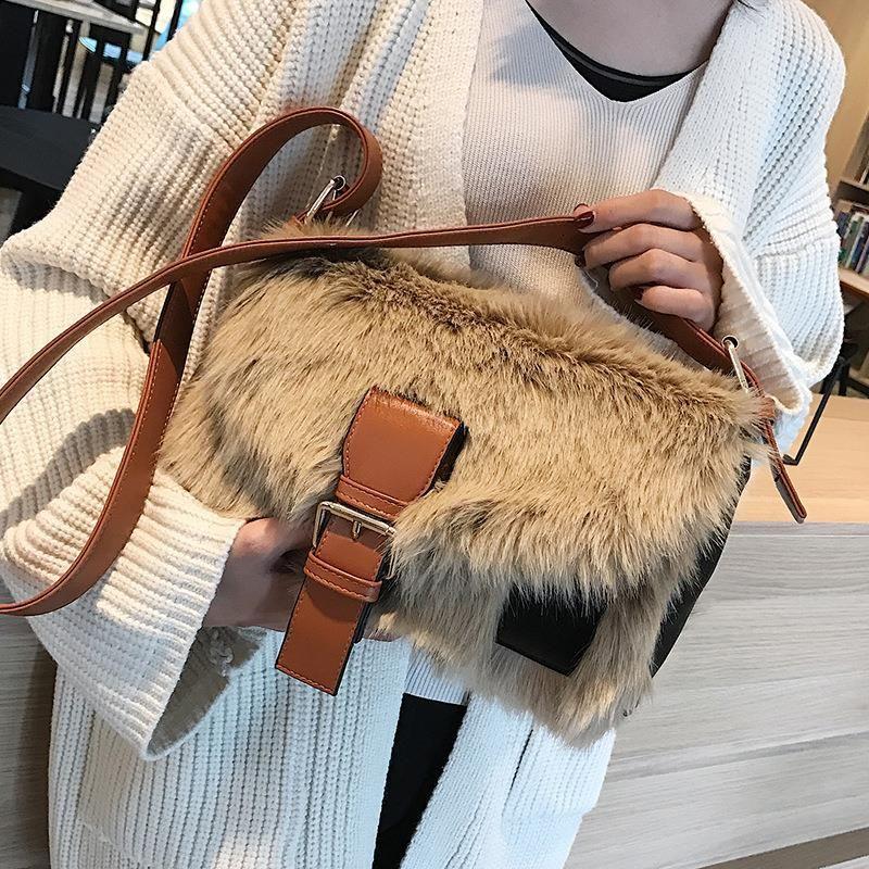 Plush Autumn Winter Wide Crossbody Bag Women Bag - Frimunt Clothing Co.
