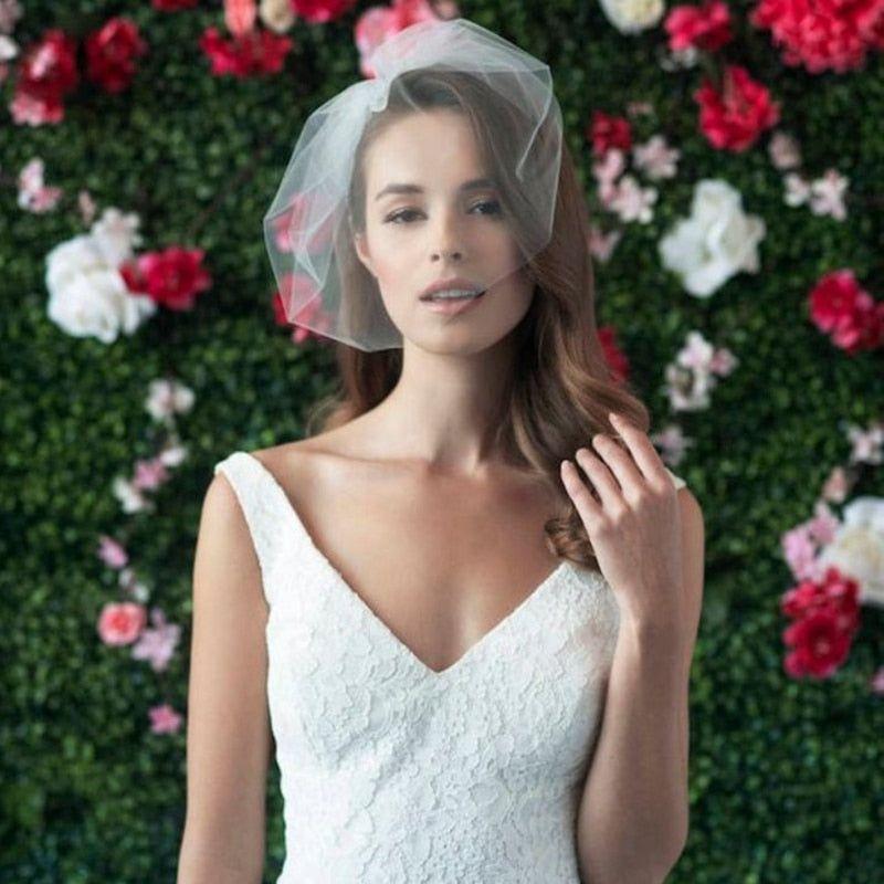 Bridal Simple Tulle Blusher Face Birdcage Veil - Frimunt Clothing Co.