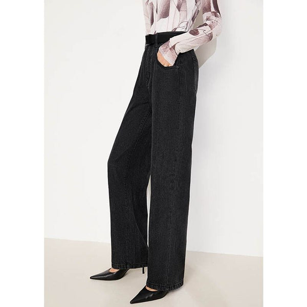 Women Casual Mom Jeans Black Loose Wide Leg Autumn Vintage Denim - Frimunt Clothing Co.