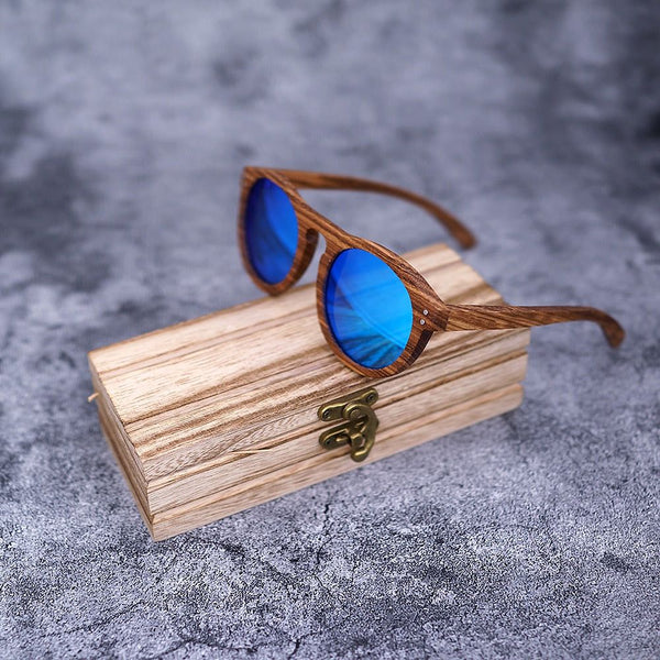 Women's Handmade Nature Wooden Polarized Retro Round Sunglasses New With Creative Wooden Box Unisex Fashion - Frimunt Clothing Co.