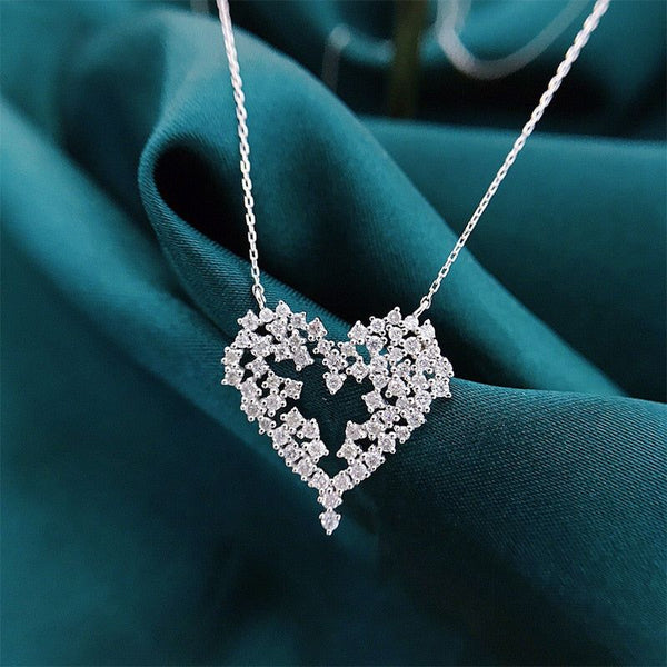 Chic Design Love Heart Pendant Necklace for Women Cubic Zirconia