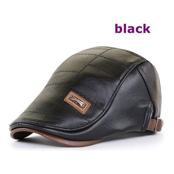 Top Level Leather Men's Newsboy Cap Duckbill Visor Hat Winter Autumn Warm Flat Caps Vintage Boinas Gatsby Hats - Frimunt Clothing Co.
