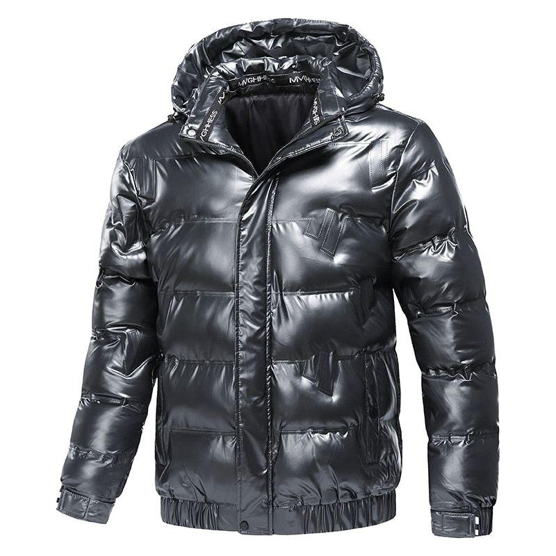 New Warm Winter Men's Shiny Down Puffer Jacket Waterproof Detachable Hood - Frimunt Clothing Co.