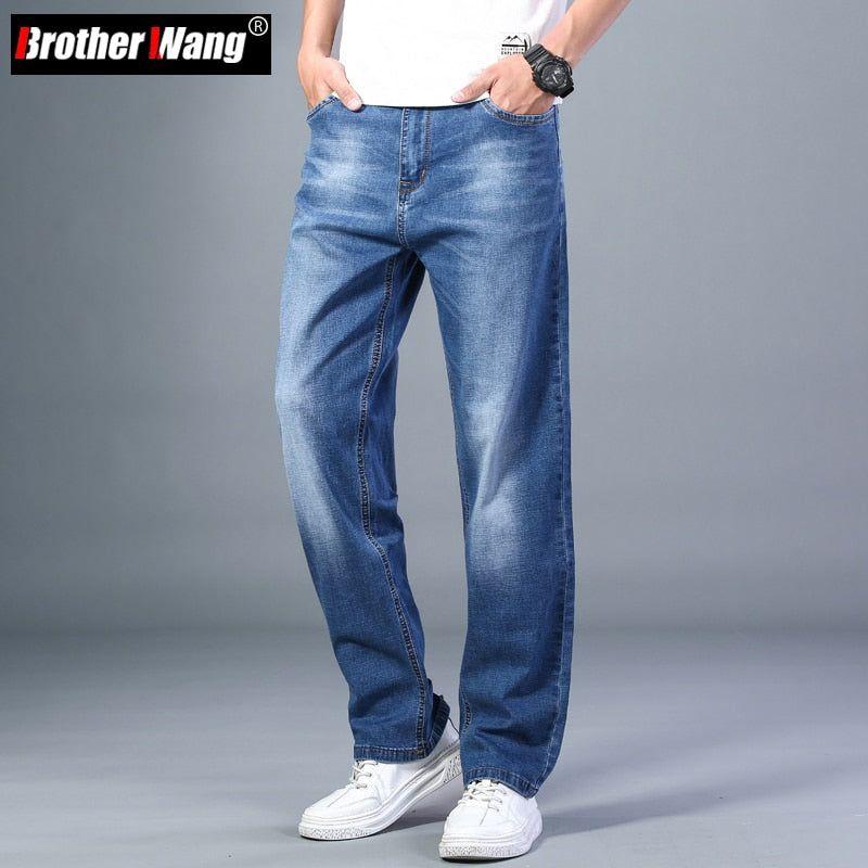6 Colors Spring Summer Men's Straight-leg Loose Jeans Classic Advanced Stretch Baggy Style Denim Pants - Frimunt Clothing Co.