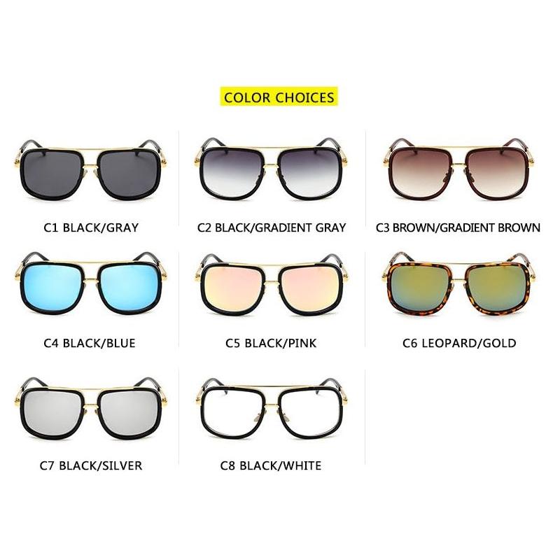 New Fashion Big Frame Men Colored Lens Retro High Quality Sunglasses 400 UV Protection - Frimunt Clothing Co.