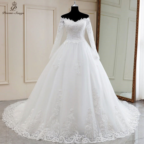 Aveline Luxury Elegant Long Sleeves Wedding Gown