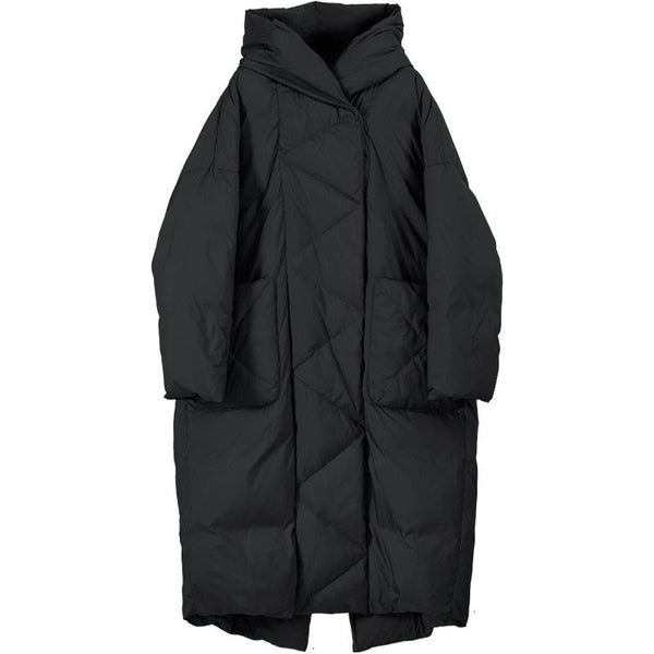S- 7XL Winter Oversize Warm Duck Down Coat Female X-Long Down Warm Jacket Hooded Cocoon Style