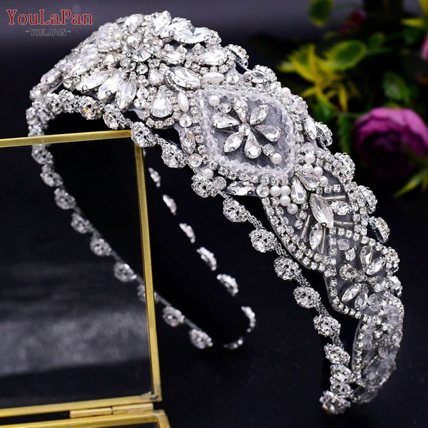 Rhinestone Padded Crystal Hairbands Handmade Beaded Bridal Accessories