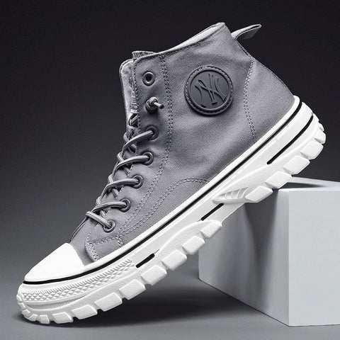 Men's Casual High-top Retro Style Sneaker Shoes Breathable Trainers Skateboarding Eco-Leather And Canvas Varieties.
