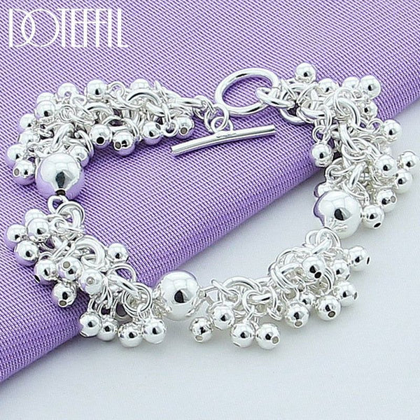 925 Sterling Silver Grapes Beads Charm Bracelets Jewelry For Fashion Women Valentine's Gift